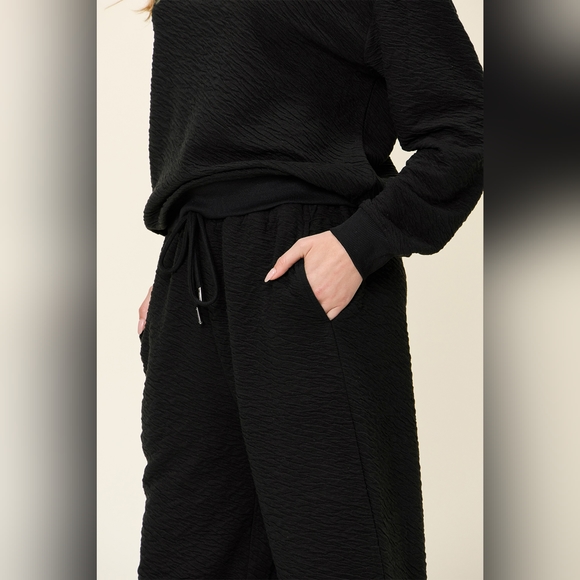 Double Take Full Size Texture Long Sleeve Top and Pants Set - Picture 4 of 6